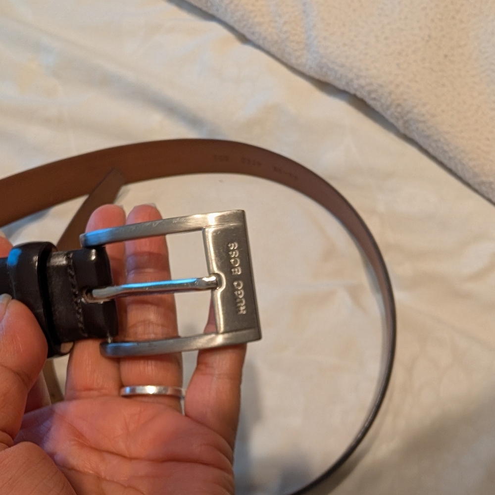 Boss Hugo Boss Mens Dark Brown Leather Dress Belt 36